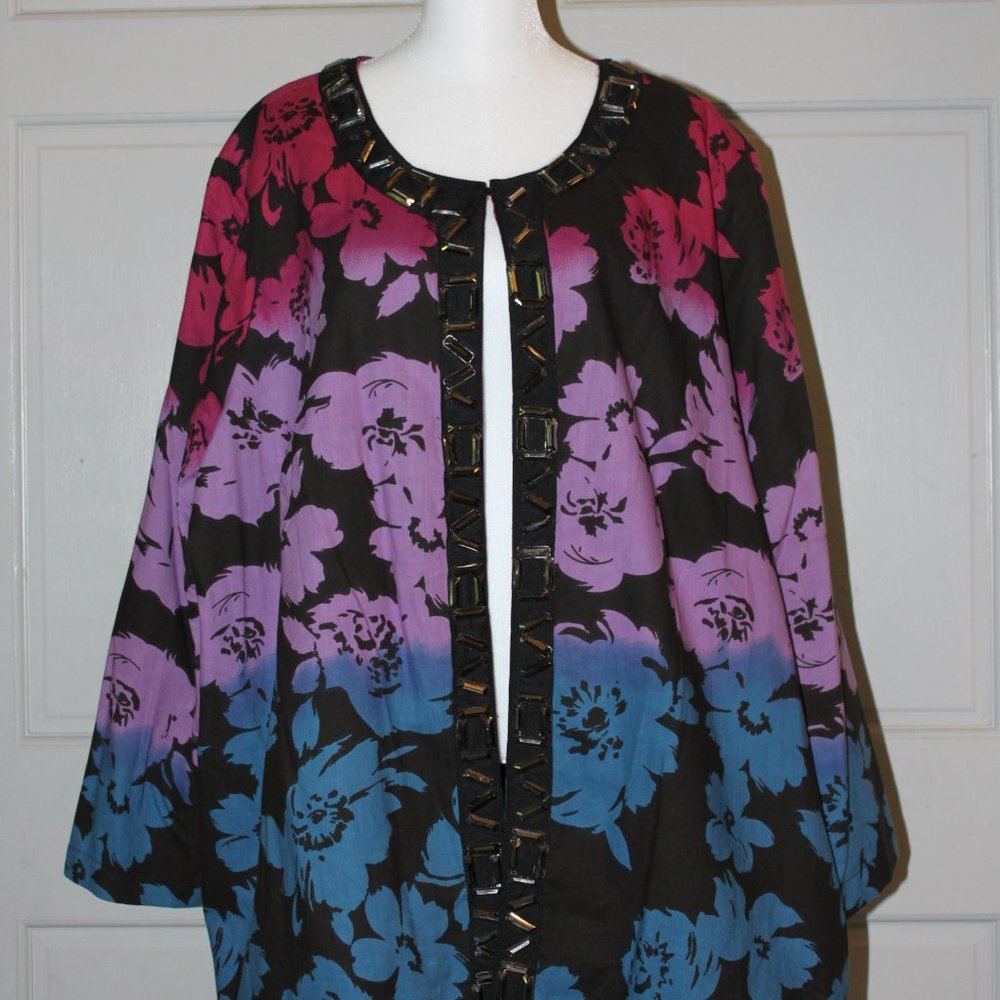 Ulla Popken Floral Beaded Fashion Jacket (24/26)